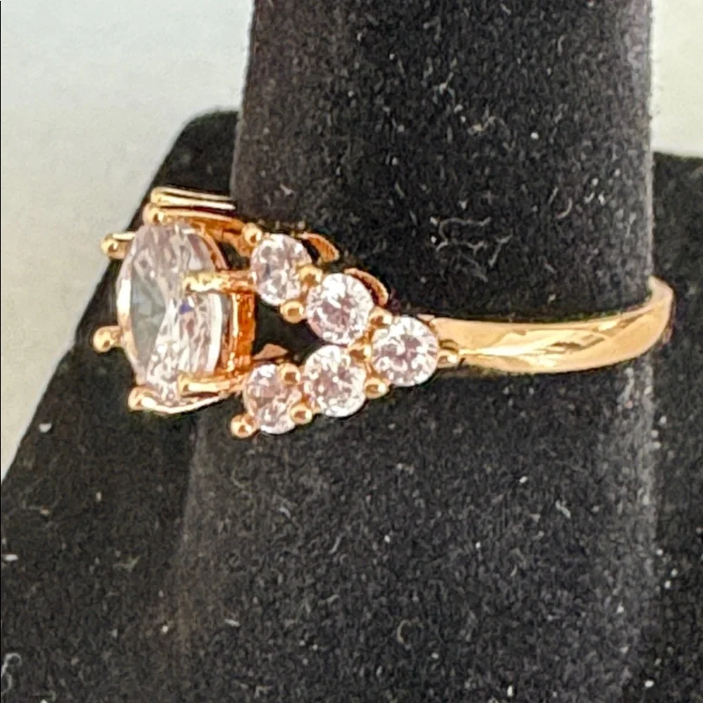 NEW Engagement Ring 💍 Rose Gold Plated Cubic Zirconia Size with Box 154